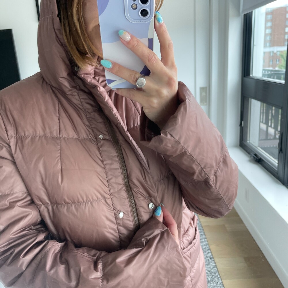 Jil Sander Quilted Hooded Puffer Jacket Mauve Pink Size 36 US 10 - Picture 4 of 8